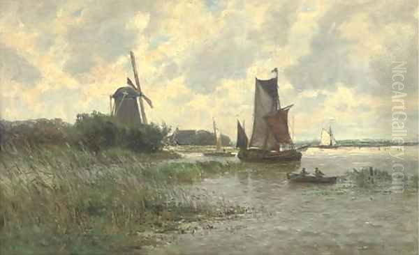 Vessels on a Dutch waterway - view 1