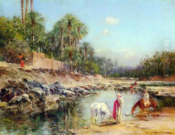 Figures Standing by a Caravan - view 1