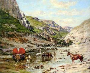A Rest by the River by Victor Pierre Huguet