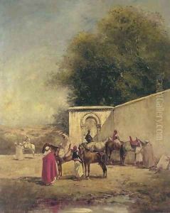 A l'abreuvoir by Victor Pierre Huguet