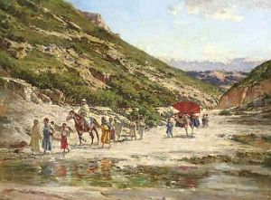 An Arab Caravan by Victor Pierre Huguet