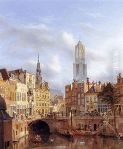 The Oudegracht with a View of the Old Town Hall and the Dom Tower beyond, Utrecht