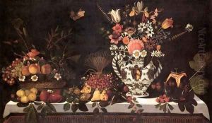 Fruit Still-Life with a Vase of Flowers by Master of the Hartford Still-life