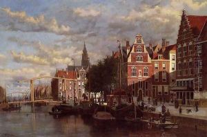 A Canal in Amsterdam by Johannes Frederik Hulk