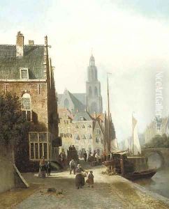 Daily activities along a Dutch canal by Johannes Frederik Hulk