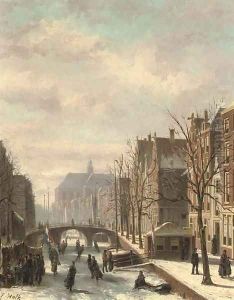 Skating on a Dutch canal by Johannes Frederik Hulk