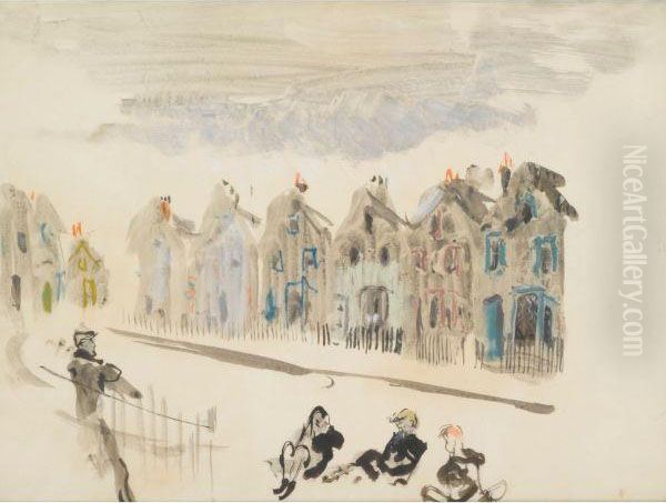 Vue De Londres, Trois Enfants Assis - view 1