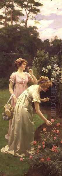 Two Ladies Picking Flowers - view 1