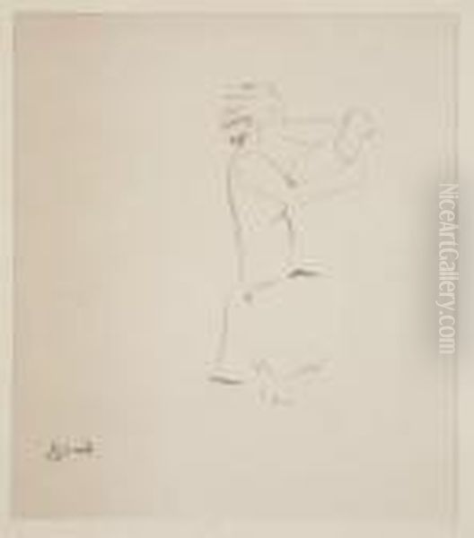 Personnage De Profil Et Trois Autres Dessins - view 1