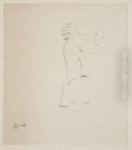 Personnage De Profil Et Trois Autres Dessins by Christian Berard