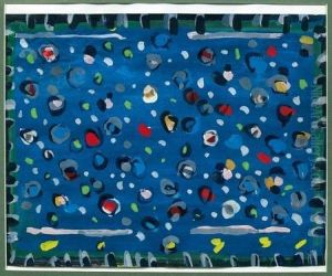 Gouache Polychrome Sur Papier
Representant Un Projet De Tapis, Jonchee De Roses Stylisees, Fond Bleu,
Bordure Verte, Rehauts Noirs. Signature Manuscrite "berard" Au Dos. 24 X
30 Cm by Christian Berard