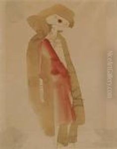 An Ink And Wash Drawing Of Coco Chanel by Christian Berard