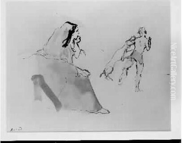 Berard Personnages Et Chien - view 1