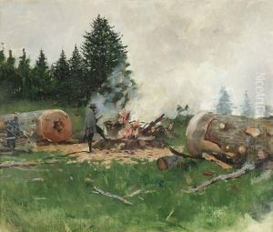 Holzverbrennung Am Waldrand by Jean-Georges Beraud