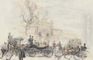 Devant Le Palais De L'industrie, Paris by Jean-Georges Beraud