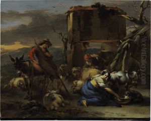 A Shepherdess Milking A Goat by Nicolaes Berchem