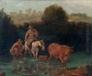 Viandanti Che Attraversano Il Fiume