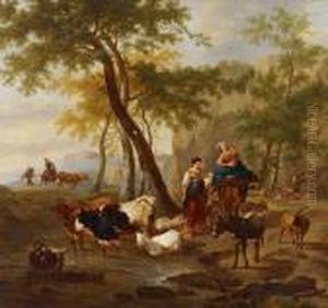 Landschaft Mit Hirtinnen Und Herde by Nicolaes Berchem