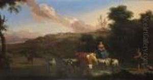 Rustics Cattle And Sheep At A Ford Rustics Cattle And Sheep At A Ford