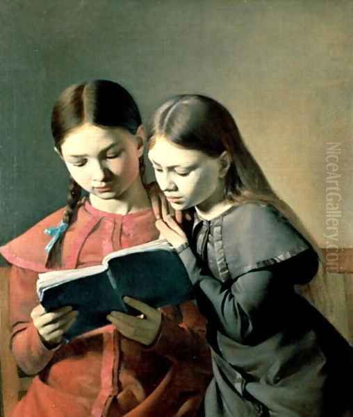 The Artist's Sisters Signe and Henriette Reading a Book 1826 - view 1