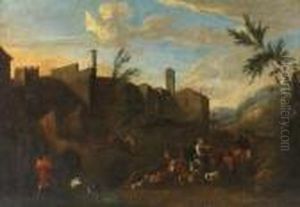 Nachfolger - Bauern Mit Ihrer Viehherde. by Nicolaes Berchem