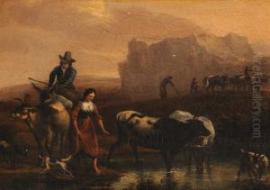 Il Guado Del Fiume by Nicolaes Berchem