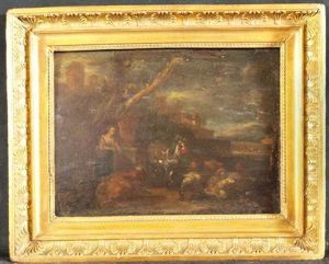 Pastoral Scene With Shepherdess And Cattle by Nicolaes Berchem