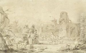 Pastoral Scene With Herdsmen At Aspring by Nicolaes Berchem