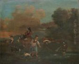 Shepherds With Cattle Near The Watering Place by Nicolaes Berchem