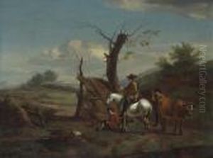 A Gentleman On A White Horse With Other Figures thumbnail