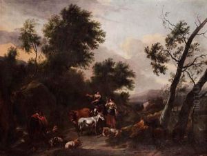 Paesaggio Italianizzante Con Mandriane E Armenti by Nicolaes Berchem