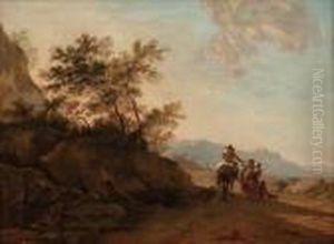 Italienische Landschaft Mit Figurenstaffage by Nicolaes Berchem