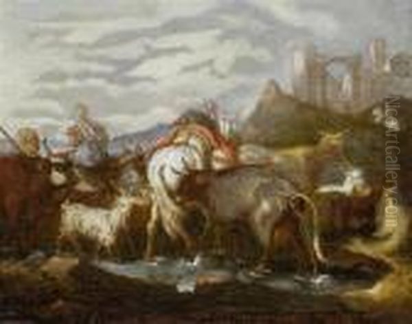 Meridional Landscape With Peasants And Their Cattle - view 1