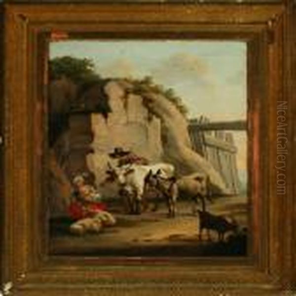 Southern
Landscape With Shepherd And Woman - view 1
