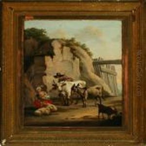 Southern
Landscape With Shepherd And Woman by Nicolaes Berchem