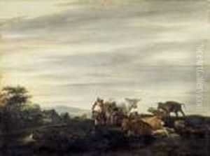 Troupeau Au Repos Au Soleil Couchant by Nicolaes Berchem