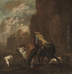A River Landscape With A Drover And His Cattle
