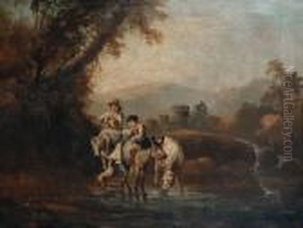 Travellers At A Stream - view 1