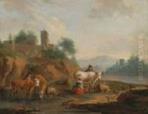 Paesaggio Fluviale Meridionale Con Pastori by Nicolaes Berchem