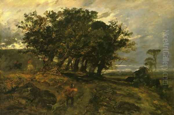 Landscape - Hunter in the Forest of Fontainebleau by Paul Huet