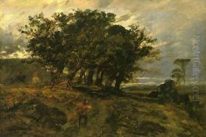 Landscape - Hunter in the Forest of Fontainebleau by Paul Huet