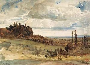 A view of Les Andelys by Paul Huet
