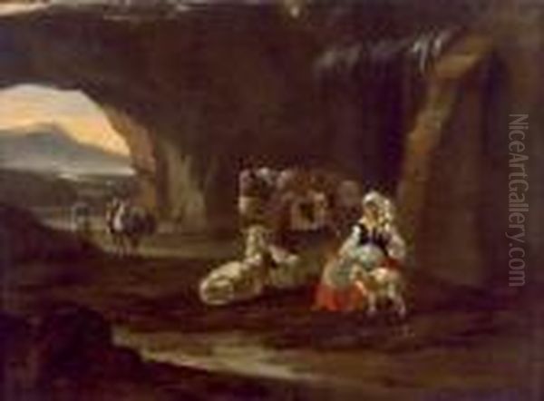 Hirtenszene In Einer Felsgrotte - view 1