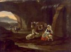 Hirtenszene In Einer Felsgrotte