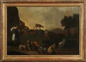 Hans Art, Landskap Med Figurer Och Boskap