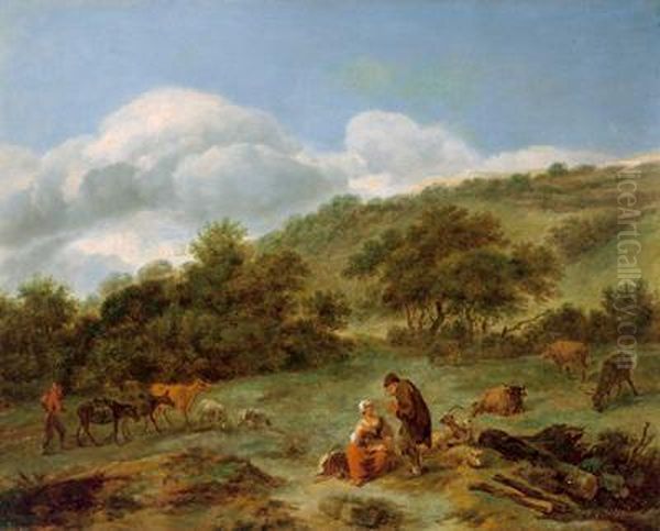 Imitatore Del Xviii Secolo Coppia Di Pastori In Un Paesaggio - view 1