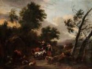 Paesaggio Italianizzante Con Animali E Pastori by Nicolaes Berchem