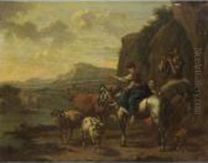 Pastori Presso Un Fiume by Nicolaes Berchem