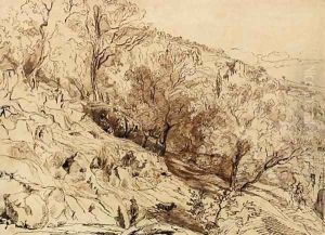 A view near Villefranche-sur-le-Mer by Paul Huet