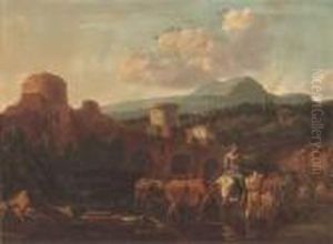 A Landscape With Drovers And Their Cattle A Landscape With Drovers And Their Cattle